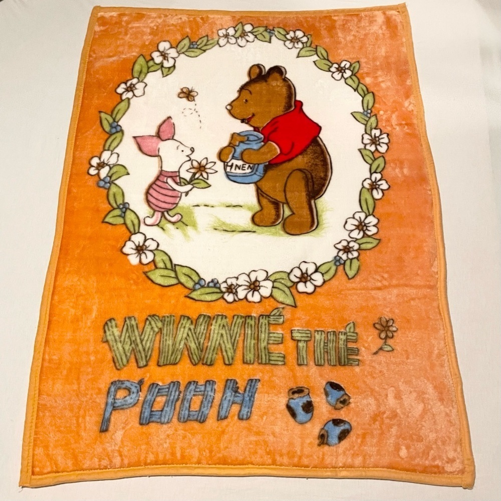 Vintage Monte Carlo Winnie The Pooh & Piglet Plush Baby Blanket